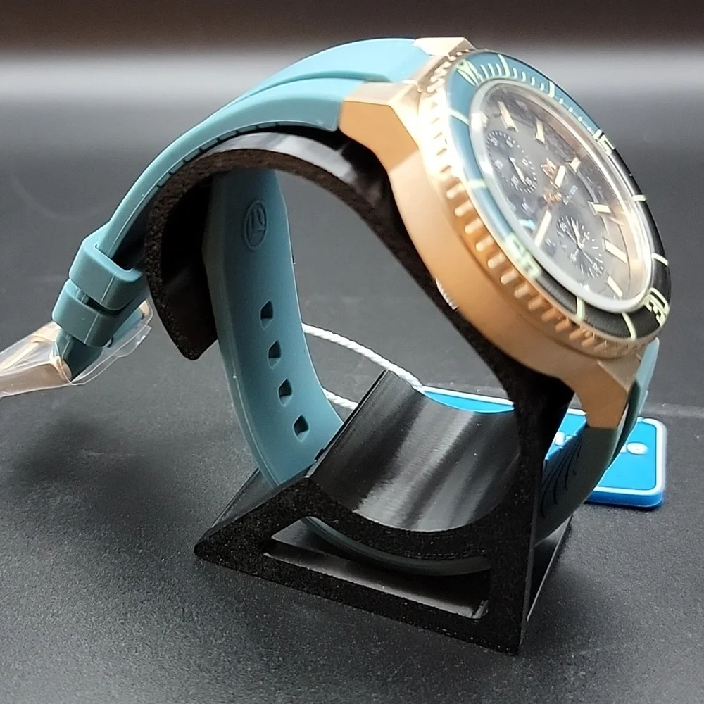 NEW TM-225103 TechnoMarine La Pelagia Men's Watch 43mm Black Teal Rose Gold Slot